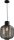 Lampe &agrave; suspendre verre m&eacute;tal fum&eacute;e noir E27 &Oslash;28cm