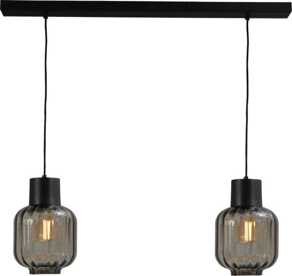 Lampe à suspendre noire 2 flammes verre métal réglable