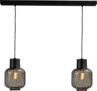 Lampe &agrave; suspendre noire 2 flammes verre...