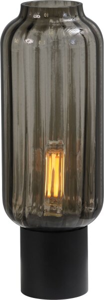 Lampe de table verre fumé métal 43 cm noir E27