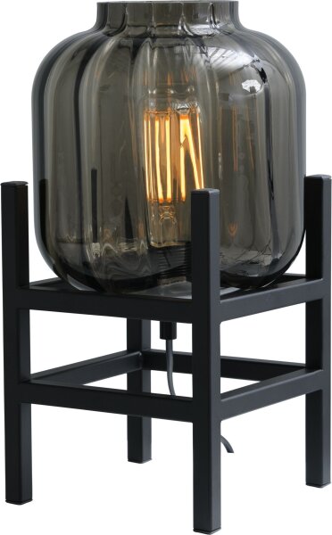 Lampe de table décorative verre métal noir 34 cm E27