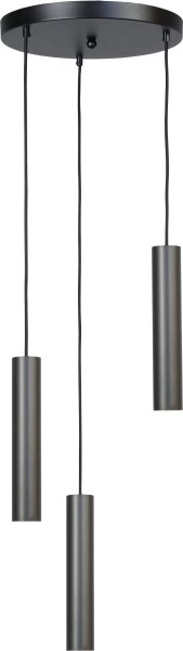 Suspension 3 flammes noir réglable métal GU10