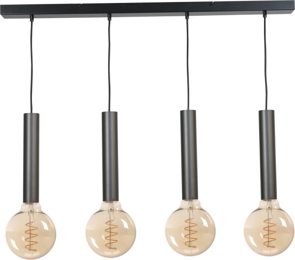 Elégante lampe à suspendre de table de salle à manger noire pour 4x E27 métal