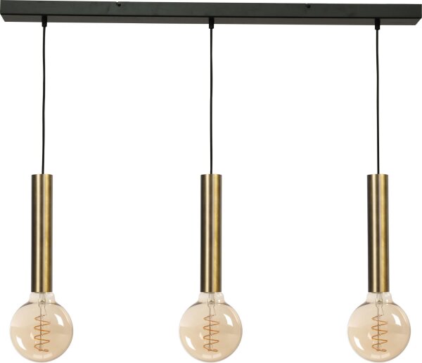 Suspension laiton noir 3 flammes métal pour E27