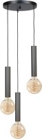 Suspension 3 flammes noir métal ajustable pour E27