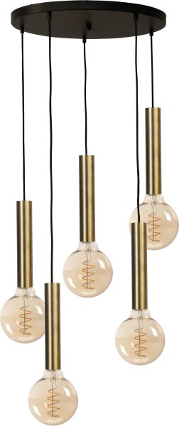 Lampe à suspendre laiton noir 5 flammes métal ajustable