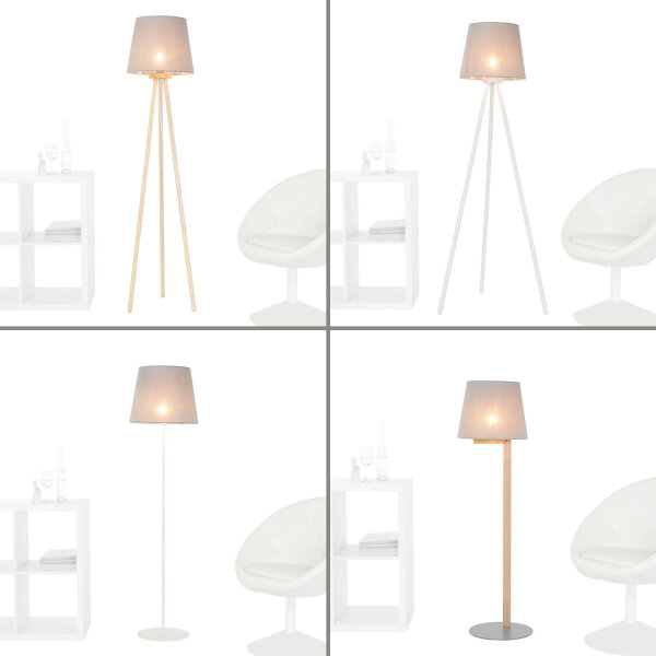 Tissu Abat-jour Lampadaire Gris E27 WILLOW