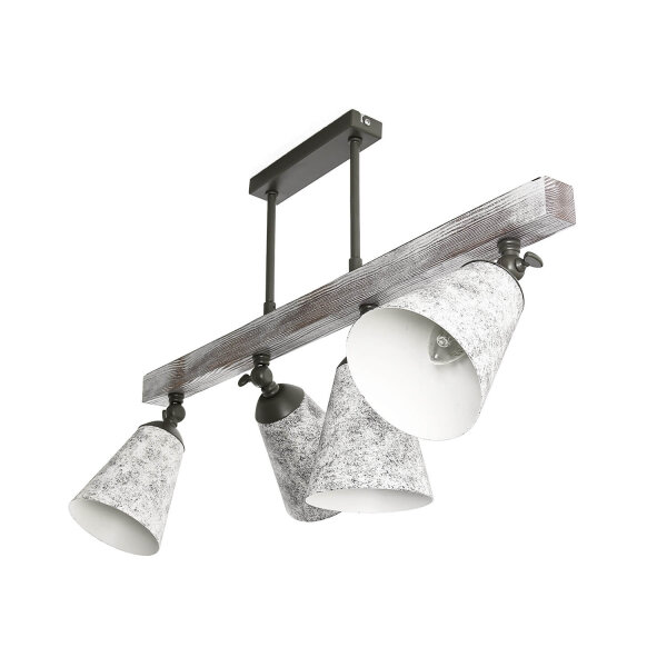 Deckenstrahler 4-flammig E27 Metall Holz B: 74 cm