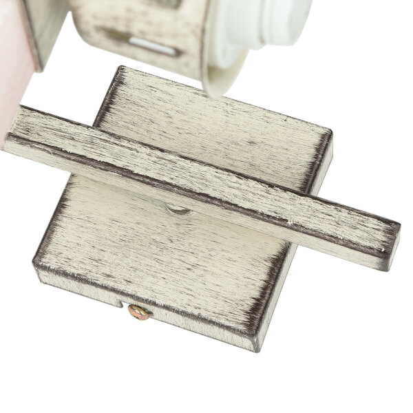 Applique murale shabby chic blanche HAKON avec bois véritable
