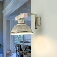 Applique murale shabby chic blanche HAKON avec bois...