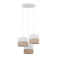 Suspension 3 flammes tissu jute Boho E27 Moderne