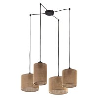 Suspension r&eacute;glable Boho Style Jute M&eacute;tal E27