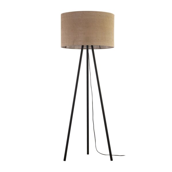 Lampadaire tripode jute métal 159 cm brun noir boho