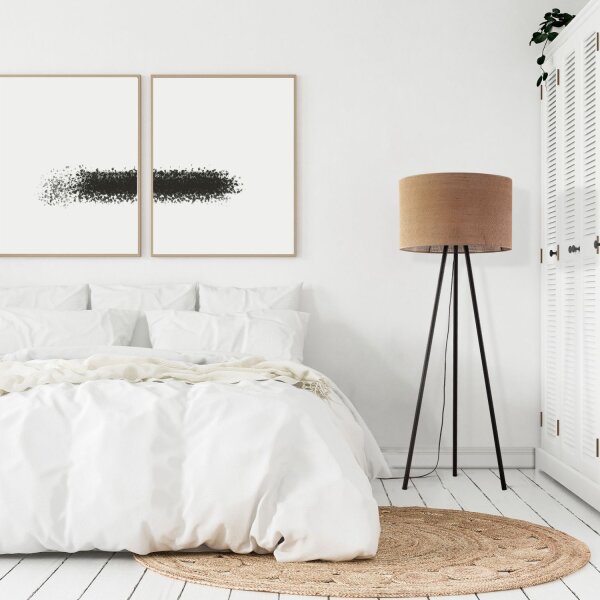 Lampadaire tripode jute métal 159 cm brun noir boho