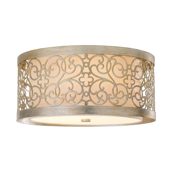 Plafonnier rond salon feuille dargent antique