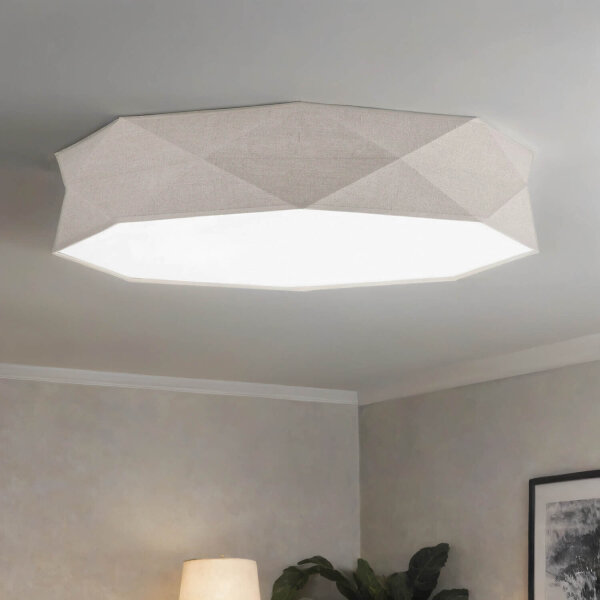 Plafonnier Tissu Lin 78 cm de large faible éblouissement 6x E27