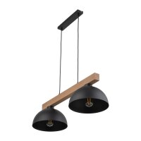 Suspension noir métal bois allongé E27...