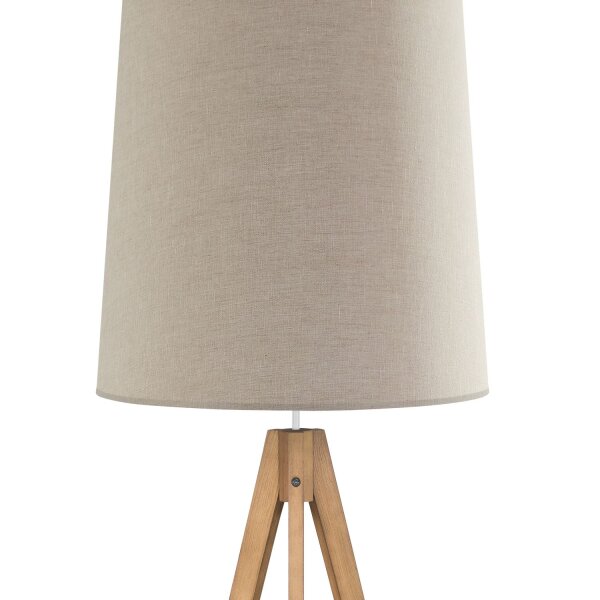 Stehlampe Dreibein Holz Leinen 175 cm hoch wohnlich E27