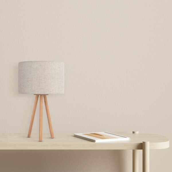 Lampe de table tripode bois tissu 46 cm Scandinave