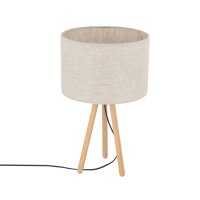 Lampe de table tripode bois tissu 46 cm Scandinave