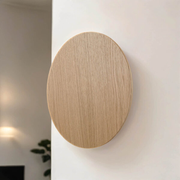 Applique en bois ronde Ø 30 cm plat lumière indirecte