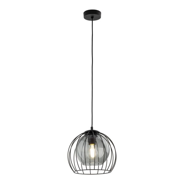 Suspension métal verre Ø 26 cm noir gris E27