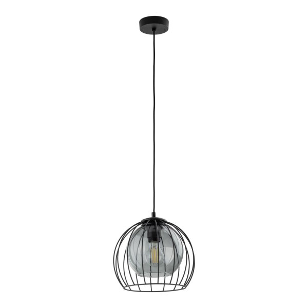Suspension métal verre Ø 26 cm noir gris E27