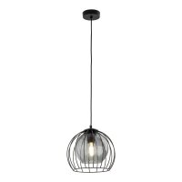 Suspension métal verre Ø 26 cm noir gris E27