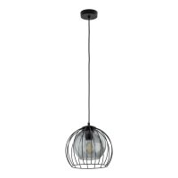 Suspension métal verre Ø 26 cm noir gris E27