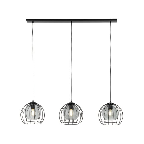 Lampe à suspendre métal verre 3 flammes noir gris E27