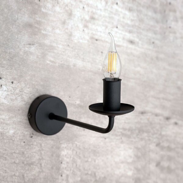 Applique Rustique Métal Noir pour E27 décoratif