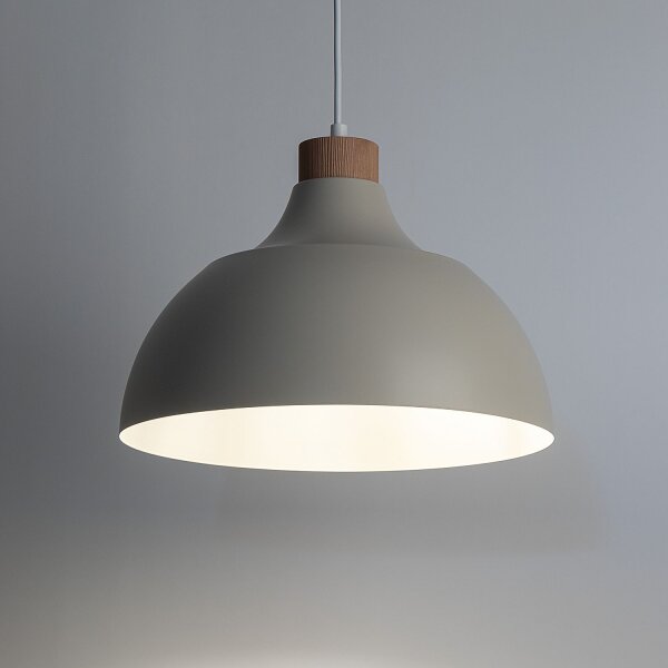 Lampe à suspendre métal bois Ø 34 cm Retro Beige E27