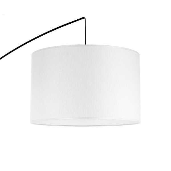 Lampadaire Noir Blanc 245 cm de haut courbé Abat-jour en tissu