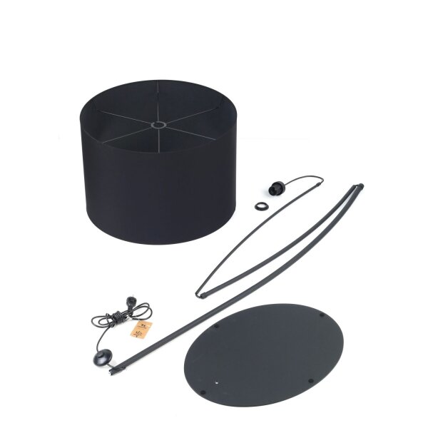 Luminaire arqué noir métal tissu 245 cm de haut XXL E27