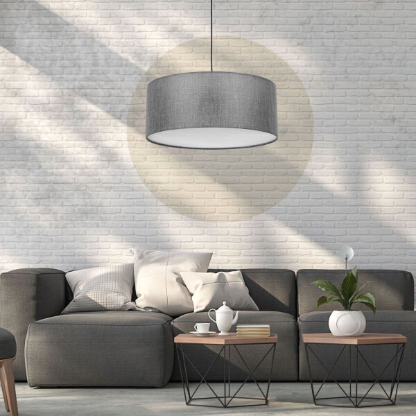 Lampe à suspendre Tissu Gris Ø 50 cm rond faible éblouissement Moderne