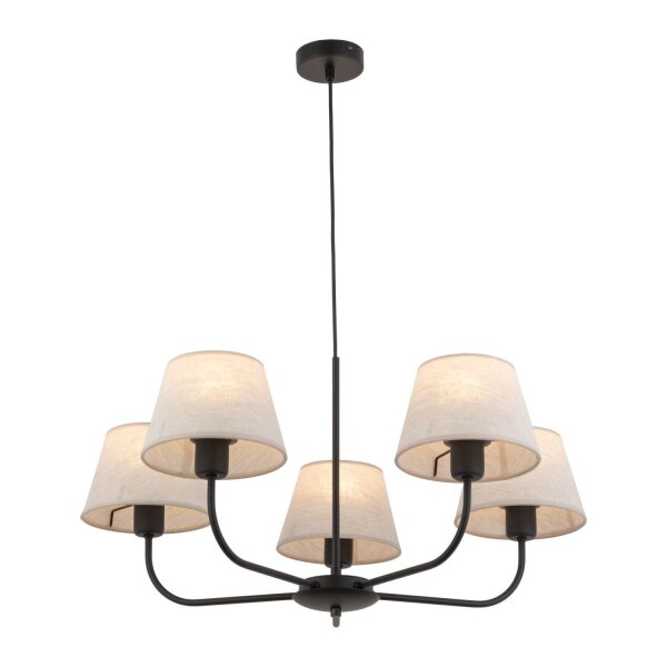 Lustre Moderne Métal Tissu Abat-jour 5 flammes E27