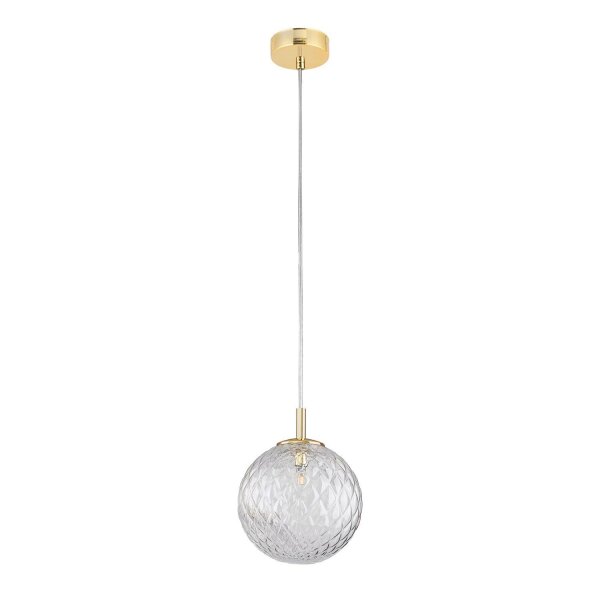 Suspension verre sphère Ø 21 cm réglable en or