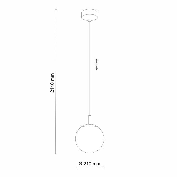 Suspension verre sphère Ø 21 cm réglable en or