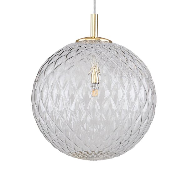 Lampe à suspendre en verre Abat-jour sphérique Ø 30 cm en or réglable