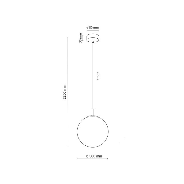 Lampe à suspendre en verre Abat-jour sphérique Ø 30 cm en or réglable