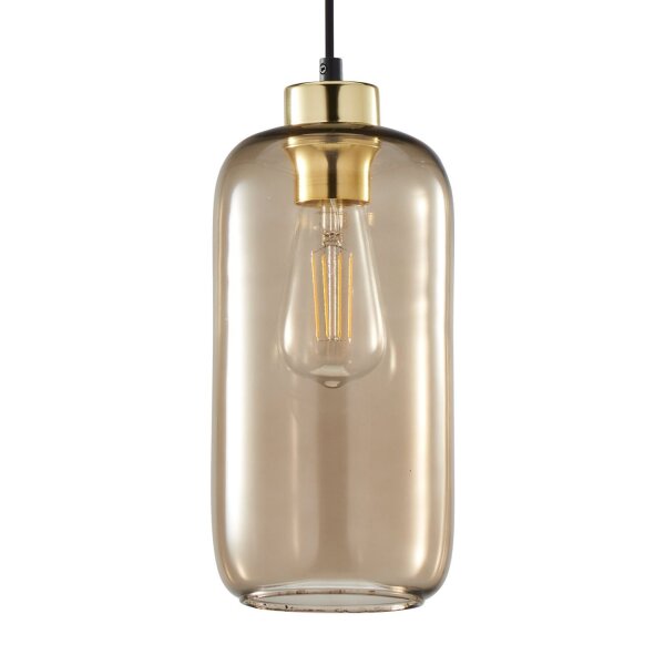 Lampe à suspendre verre Abat-jour Ø 14 cm brun or E27
