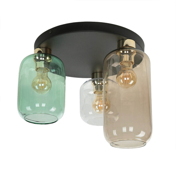 Plafonnier verre 3 flammes coloré Ø 44 cm élégant