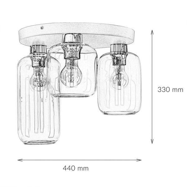 Plafonnier verre 3 flammes coloré Ø 44 cm élégant