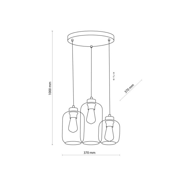 Lampe à suspendre table de salle à manger verre 3-flamme E27 élégante