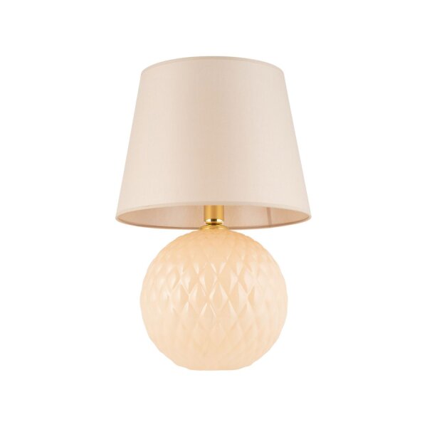 Lampe de chevet verre tissu 60 cm Classique E27 Ecru Beige