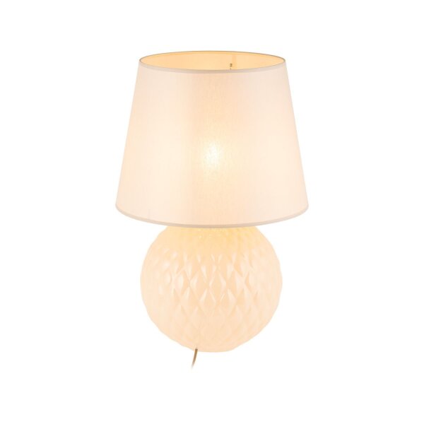 Lampe de chevet verre tissu 60 cm Classique E27 Ecru Beige