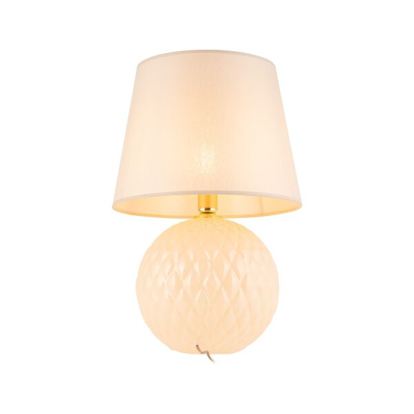 Lampe de chevet verre tissu 60 cm Classique E27 Ecru Beige