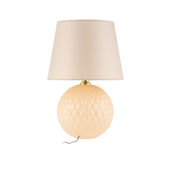 Lampe de chevet verre tissu 60 cm Classique E27 Ecru Beige