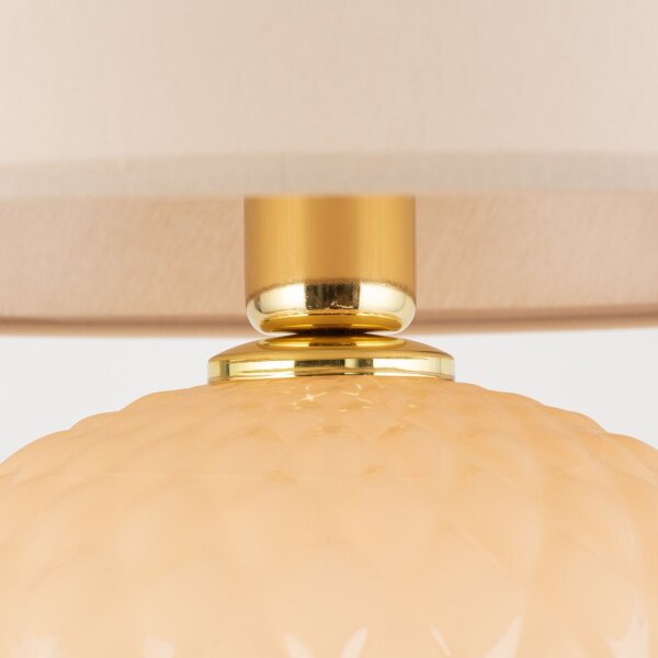 Lampe de chevet verre tissu 60 cm Classique E27 Ecru Beige