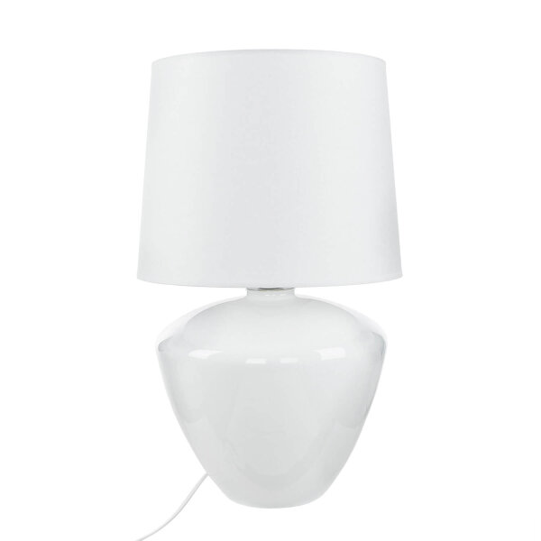 Lampe de table blanc argent grand 62 cm tissu verre E27